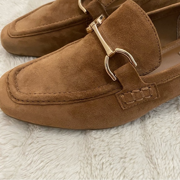 Steve Madden Hartlyn Block Heel Tan Leather Suede Bit Loafers Size 8.5 - Picture 6 of 15